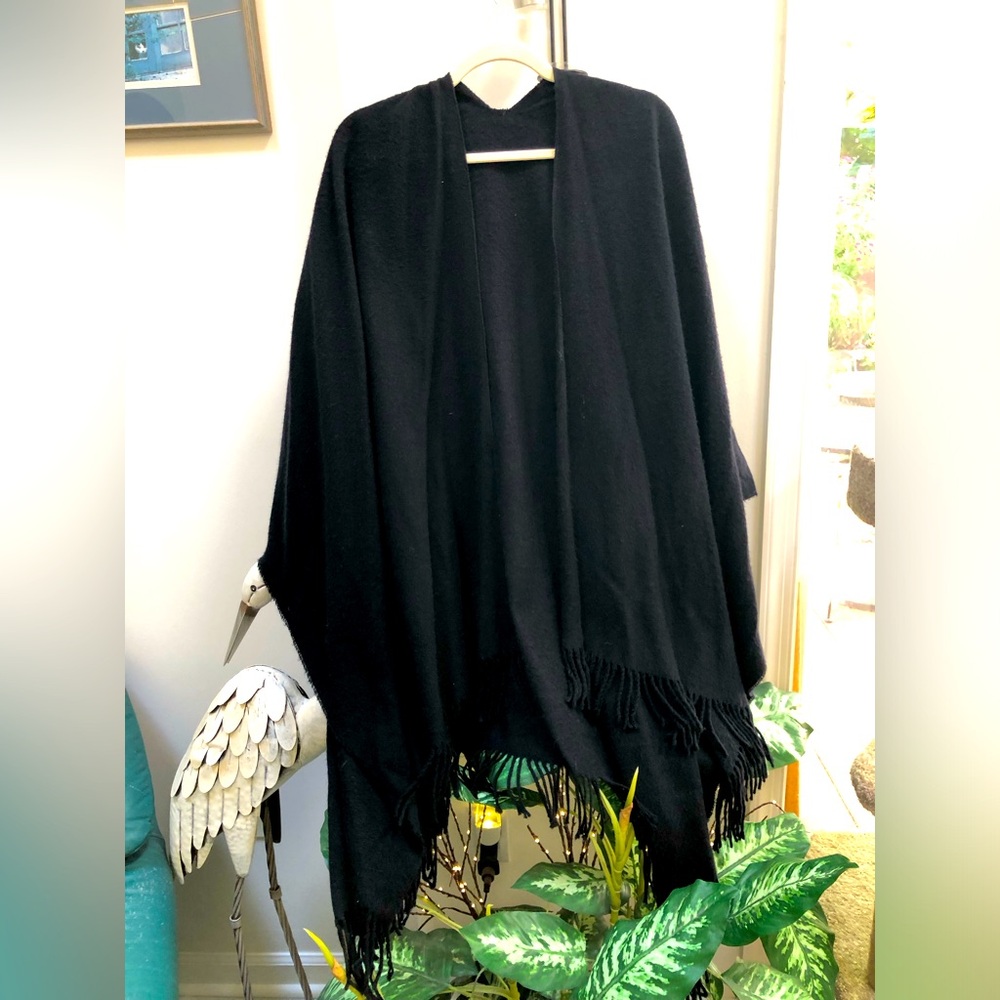 Black Fringe Shawl One Size Fits All